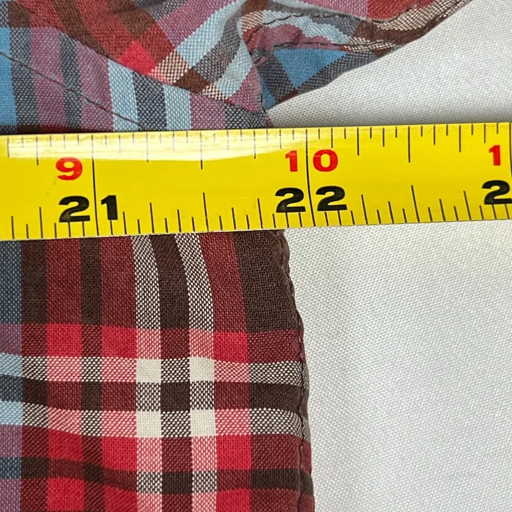 Patagonia Button Down Mens M Blue Red Plaid Short Sleeve Organic Cotton Shirt - Picture 5 of 8